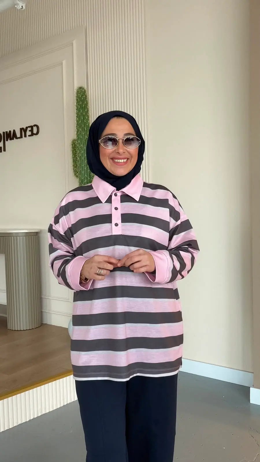TEOS ÇİZGİLİ SWEAT - PEMBE