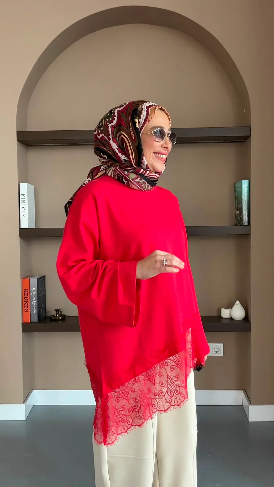 TALU DANTEL SWEAT - KIRMIZI