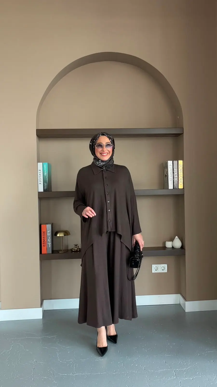 MERWİSH JAKARTA ÖRME TAKIM - KAHVE