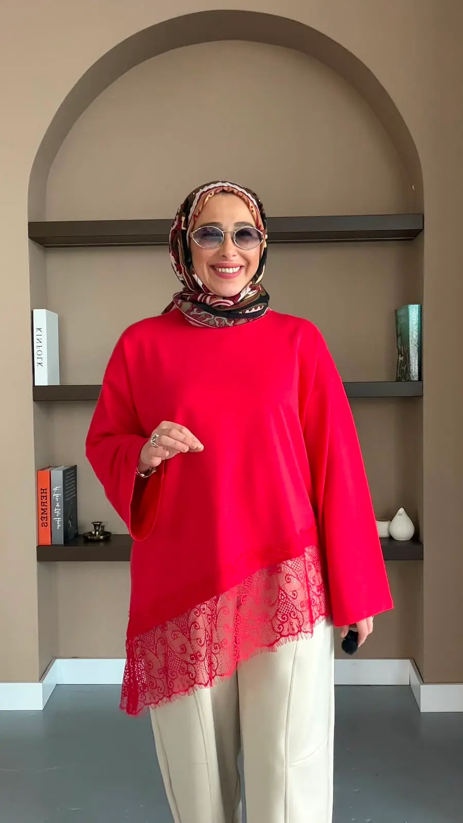 TALU DANTEL SWEAT - KIRMIZI