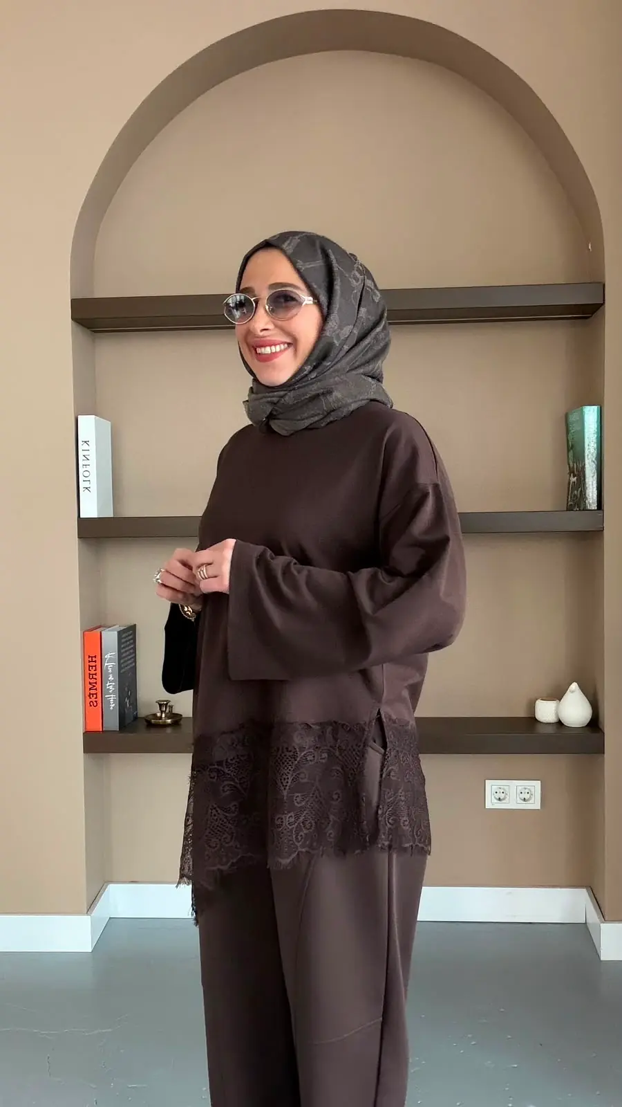 TALU DANTEL SWEAT - KAHVE