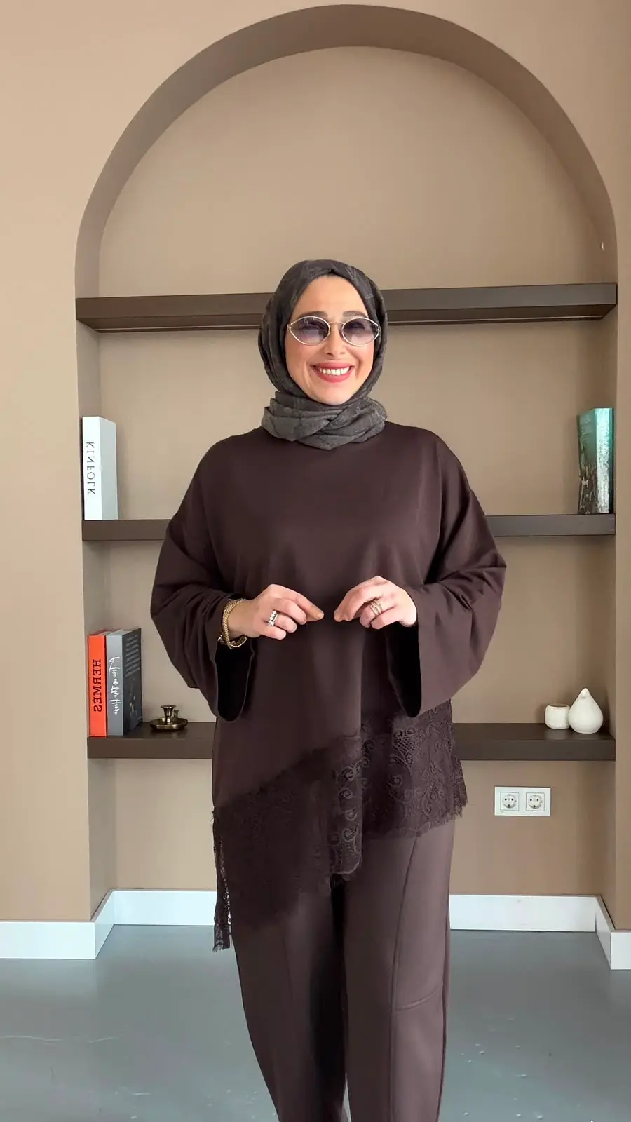 TALU DANTEL SWEAT - KAHVE