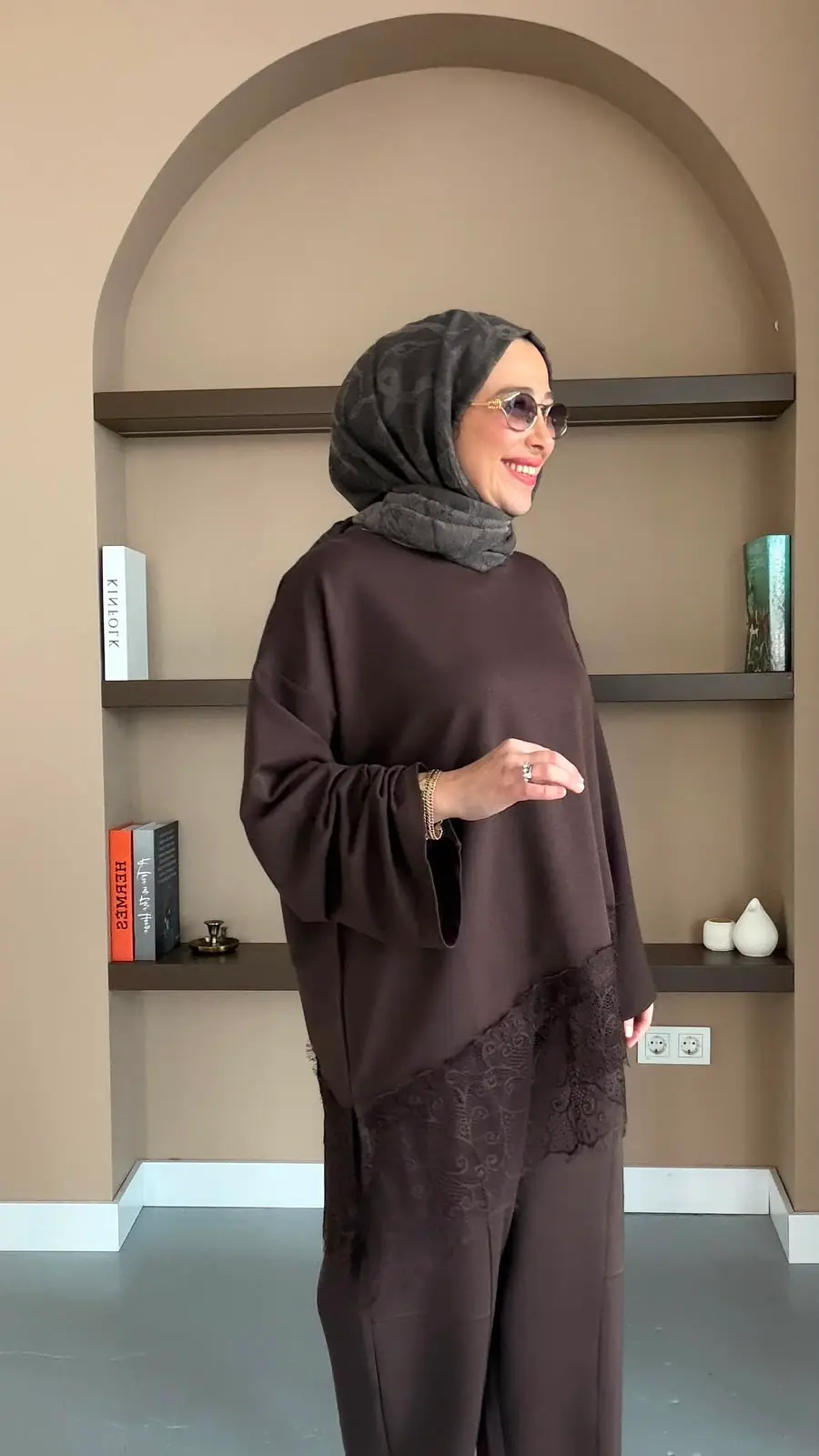 TALU DANTEL SWEAT - KAHVE