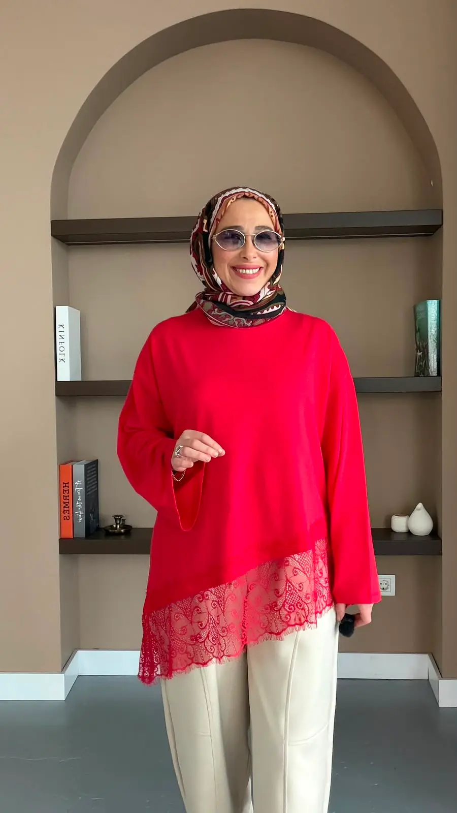 TALU DANTEL SWEAT - KIRMIZI