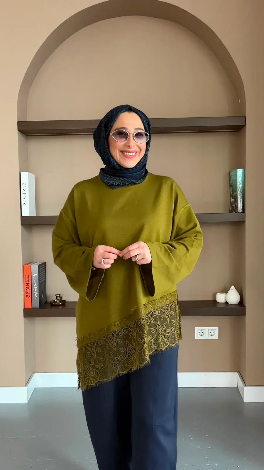 TALU DANTEL SWEAT - YAĞ YEŞİLİ