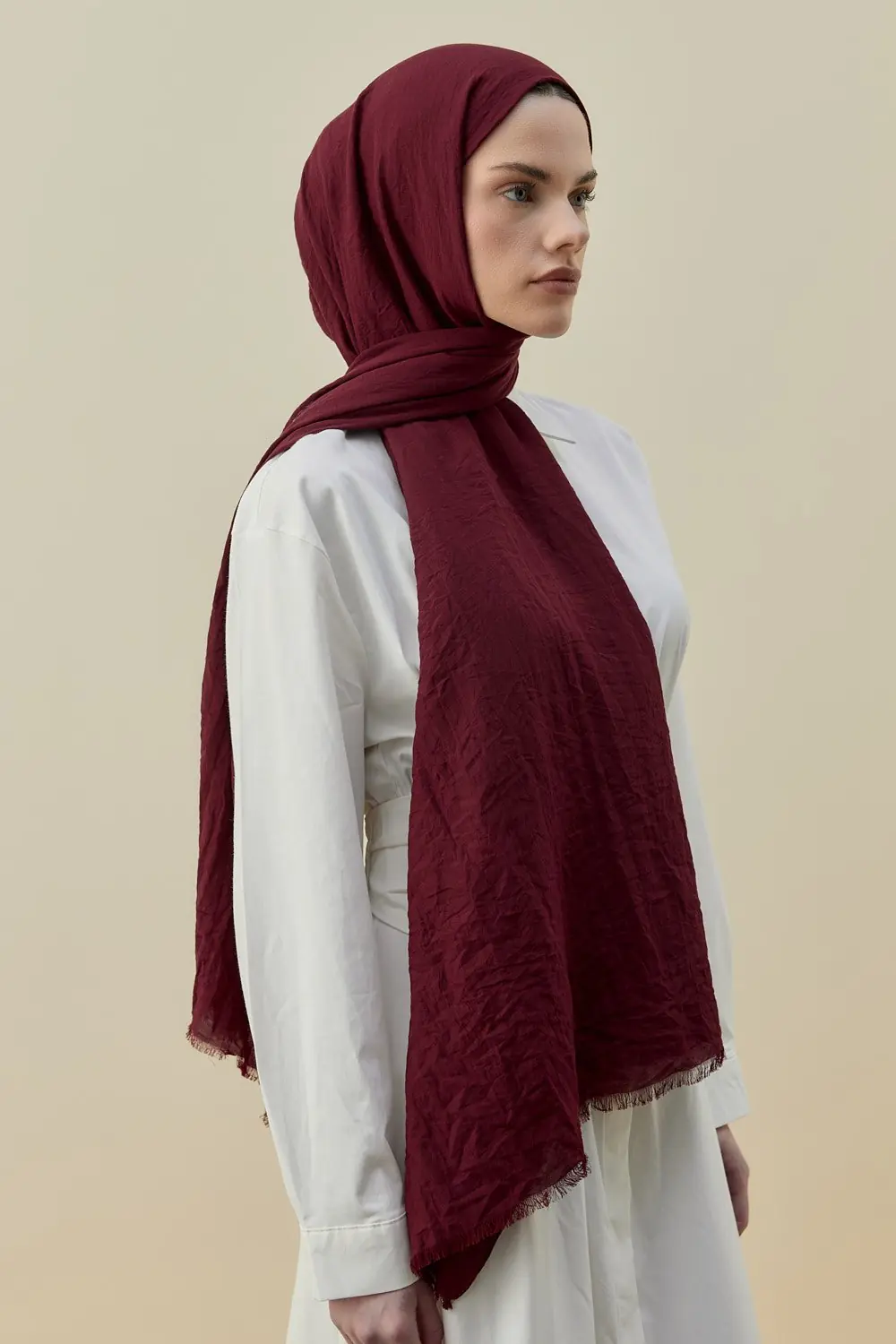 MERWİSH SOFT BAMBU ŞAL - BORDO