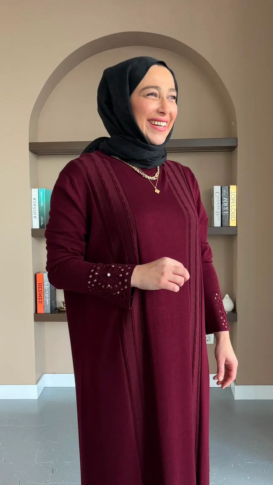 NİLAY TRİKO ELBİSE - BORDO