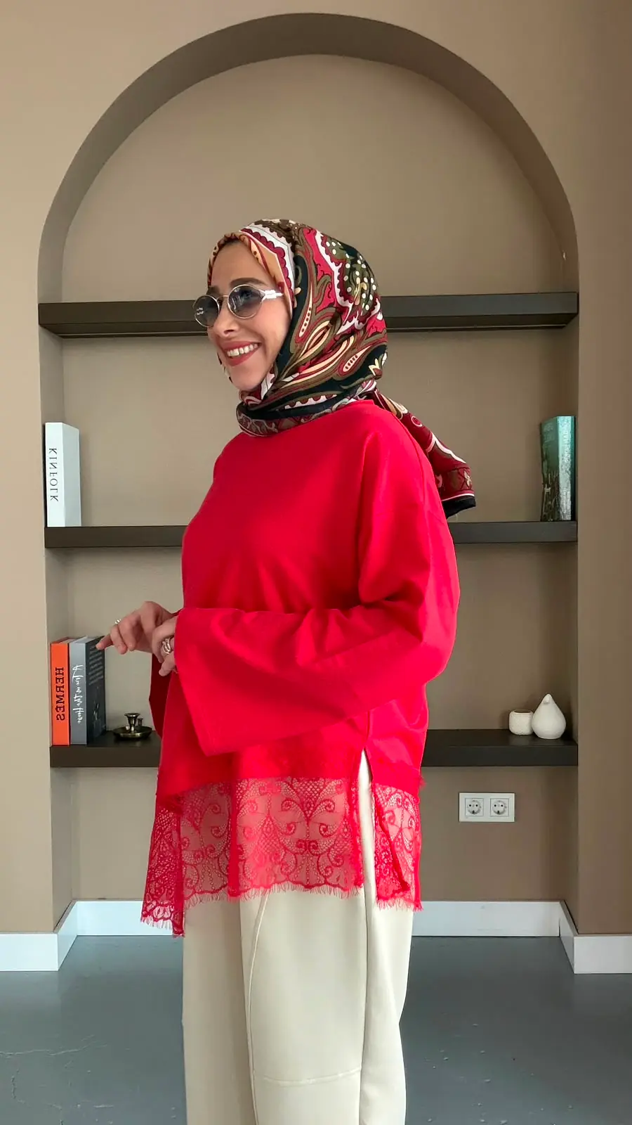 TALU DANTEL SWEAT - KIRMIZI