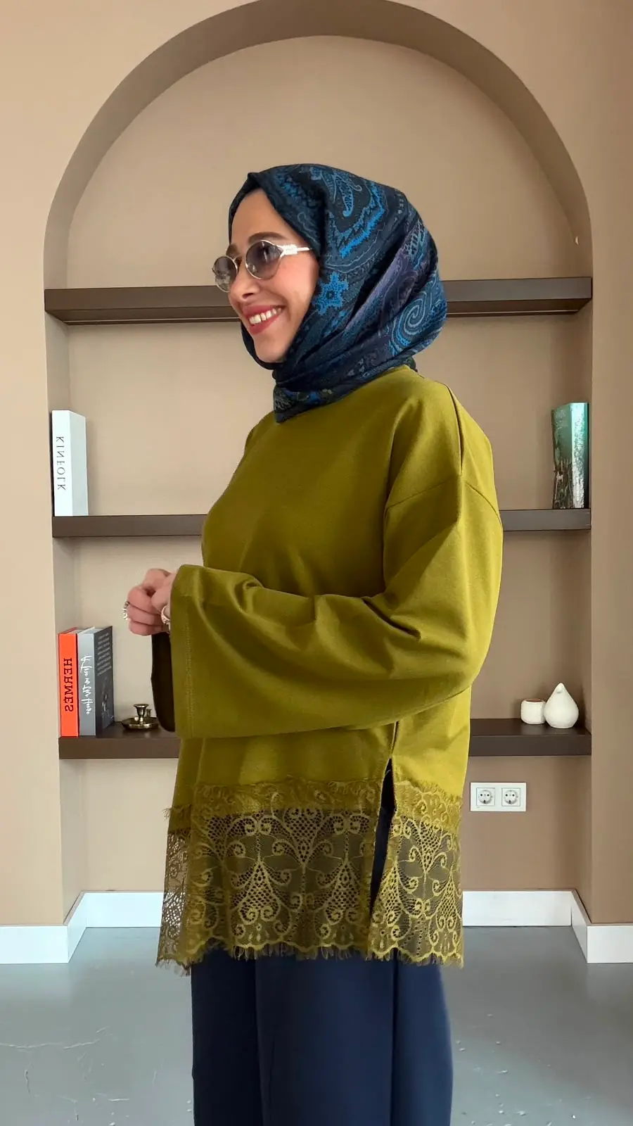 TALU DANTEL SWEAT - YAĞ YEŞİLİ