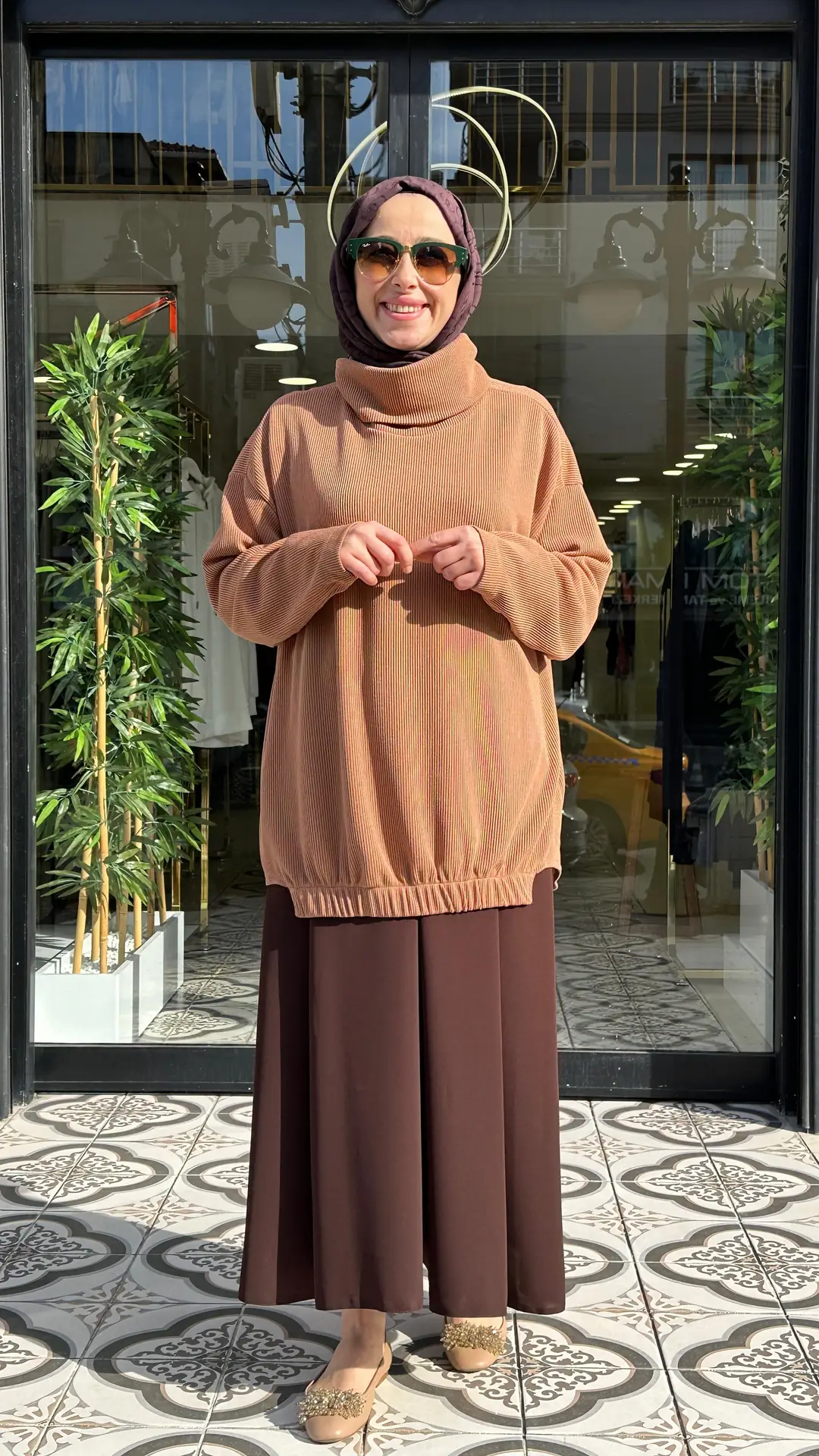MRW COMFY KREP PANTOLON/ETEK - KAHVE
