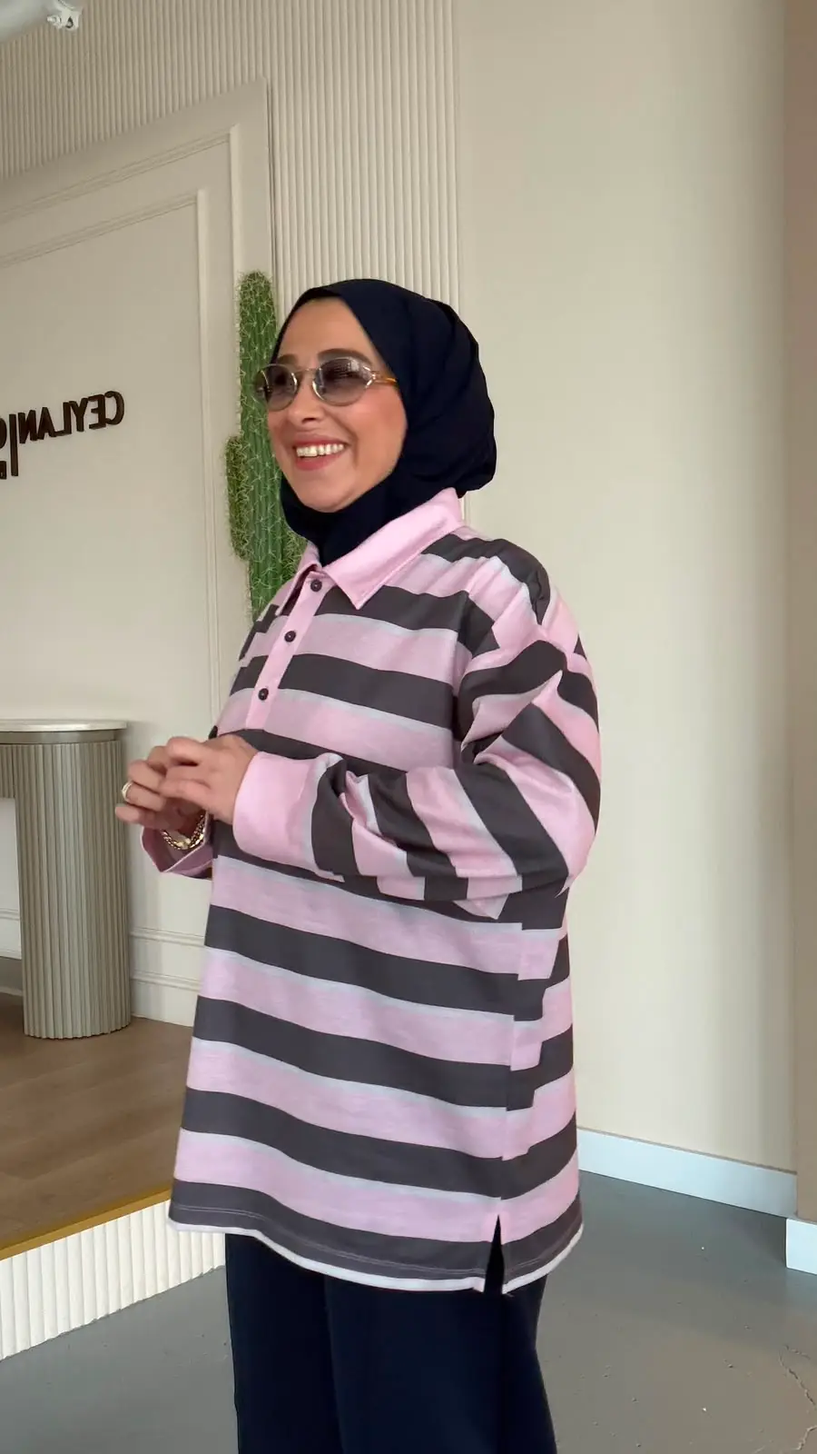 TEOS ÇİZGİLİ SWEAT - PEMBE