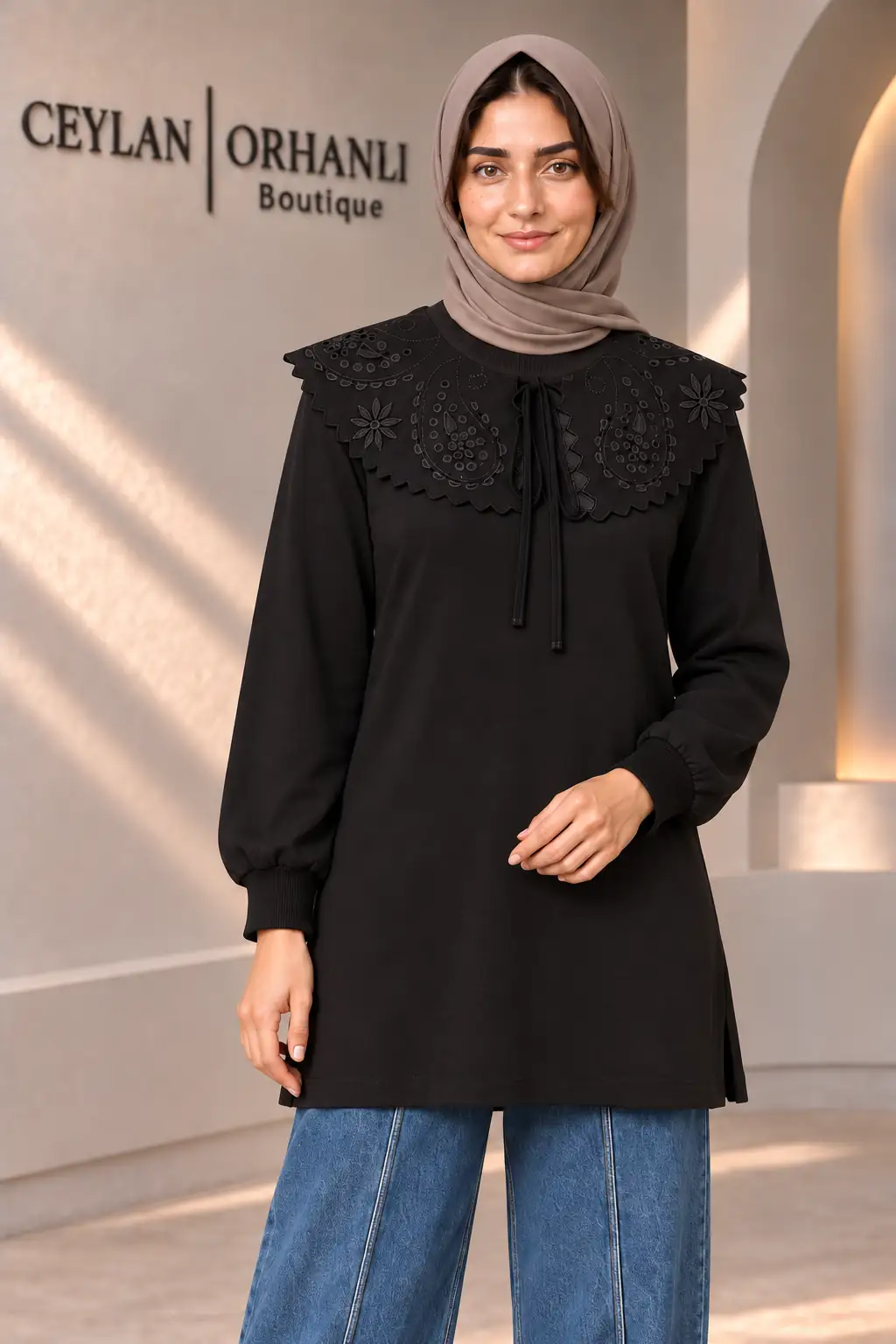 FULYA YAKALI TUNİK - SİYAH