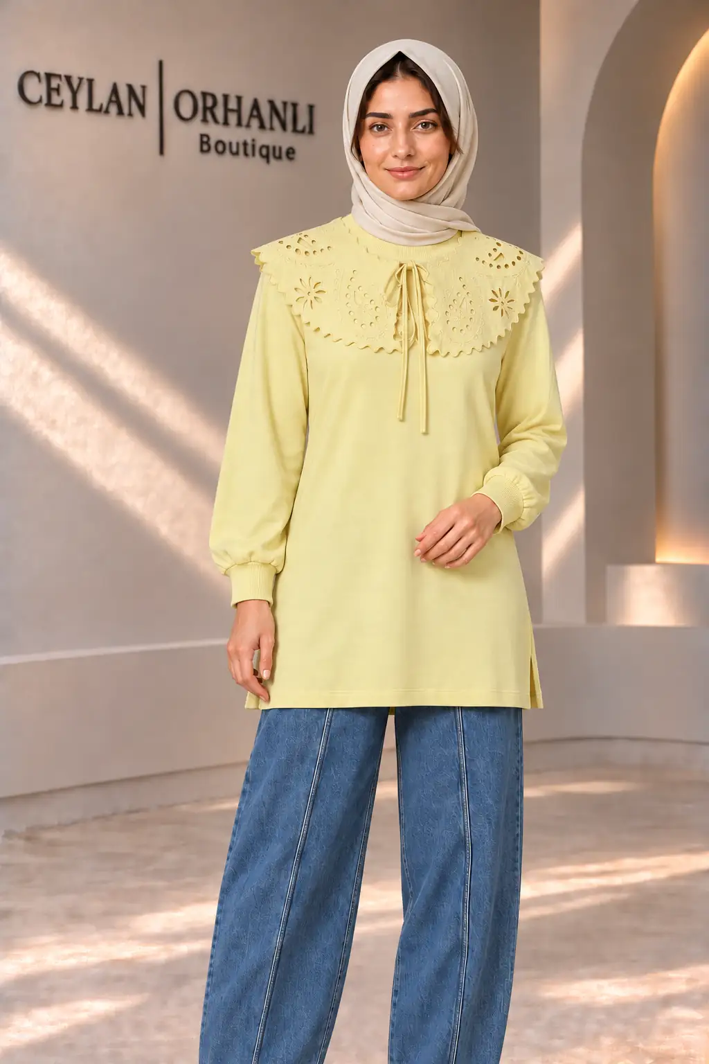 FULYA YAKALI TUNİK - SARI