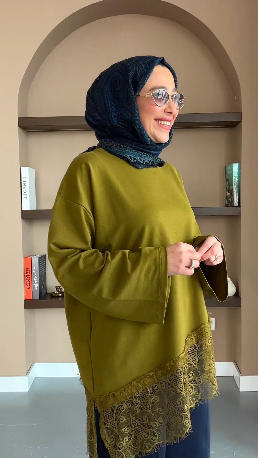 TALU DANTEL SWEAT - YAĞ YEŞİLİ